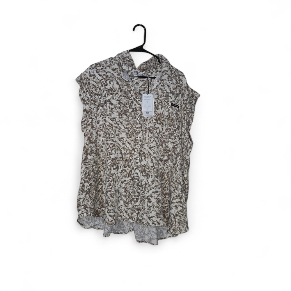 Calvin Klein Collection Cream and Brown Blouse